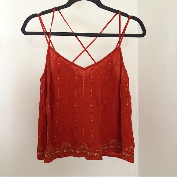 Aeropostale Orange Tribal Embroidered Cami Top - Picture 2 of 5